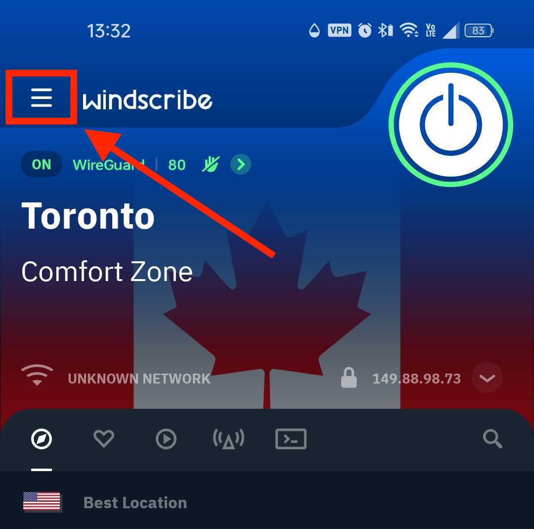 Menu button location in Android app