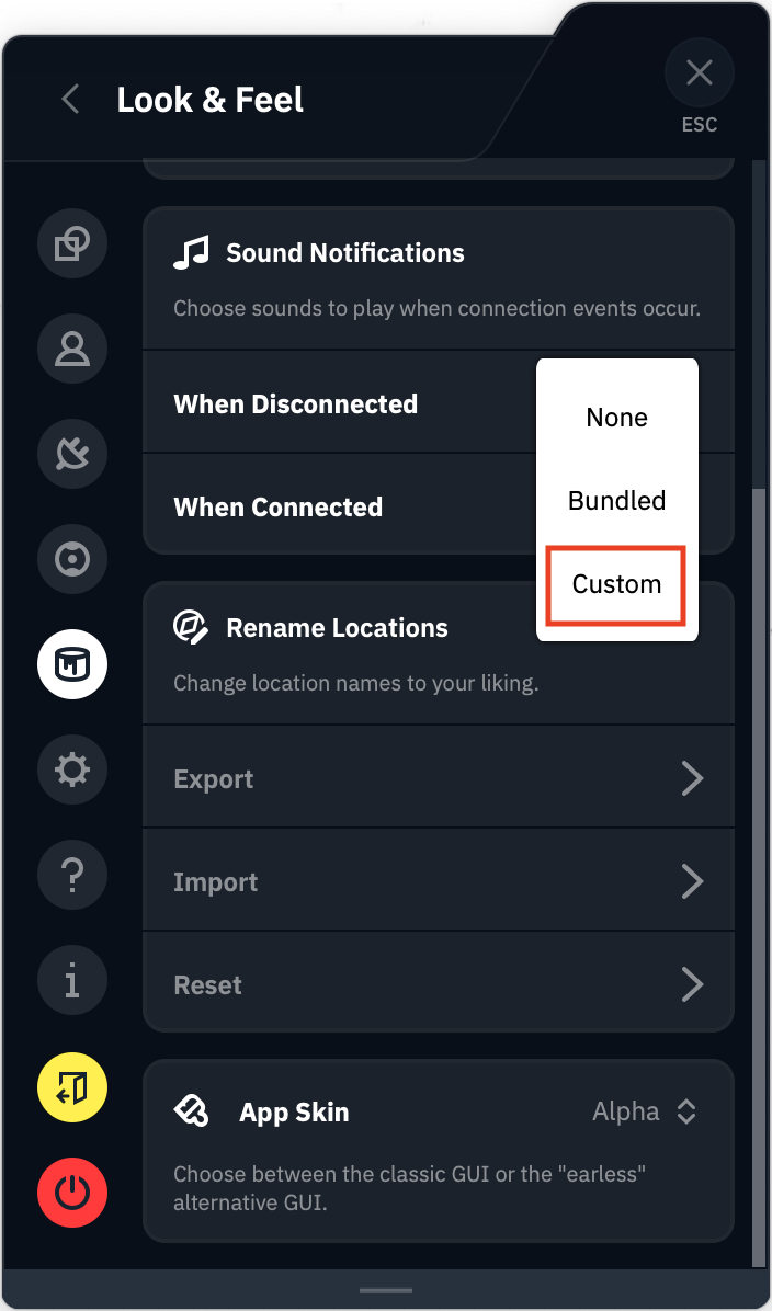 Custom selection