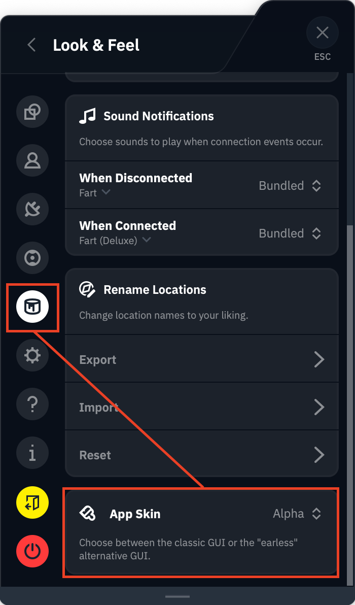 App Skin setting