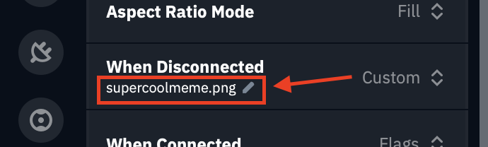 Pencil icon to select custom image from device