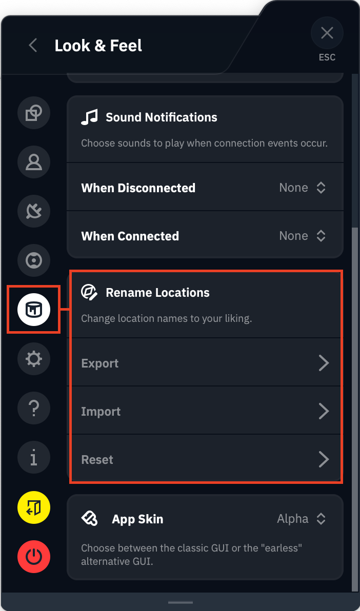 Rename Locations section